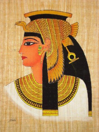 During the time of Ancient Egypt, you see many different types of garments that would have eventually came to influence women in present time. She is wearing a wig cover over her hair, in her wig there are rings or beads coming in various sized for decoration. She is wearing a wrapped dress, loads of artistic license/ interpretation, with a diadem crown or headband, cuff bracelets, and a collar necklace. Starověký Egypt, Egyptian Painting, Queen Cleopatra, Frida Art, Ancient Egypt Art, Egypt Art, 3d Laser, Egyptian Art, Caravaggio