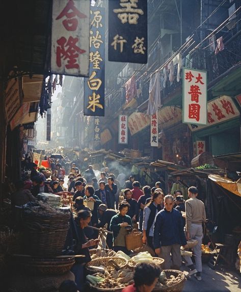 Fan Ho Photography, City Streets Photography, Harry Truman, Old Hong Kong, Street Market, Urban Life, Colour Photograph, Street Photo, Urban Photography