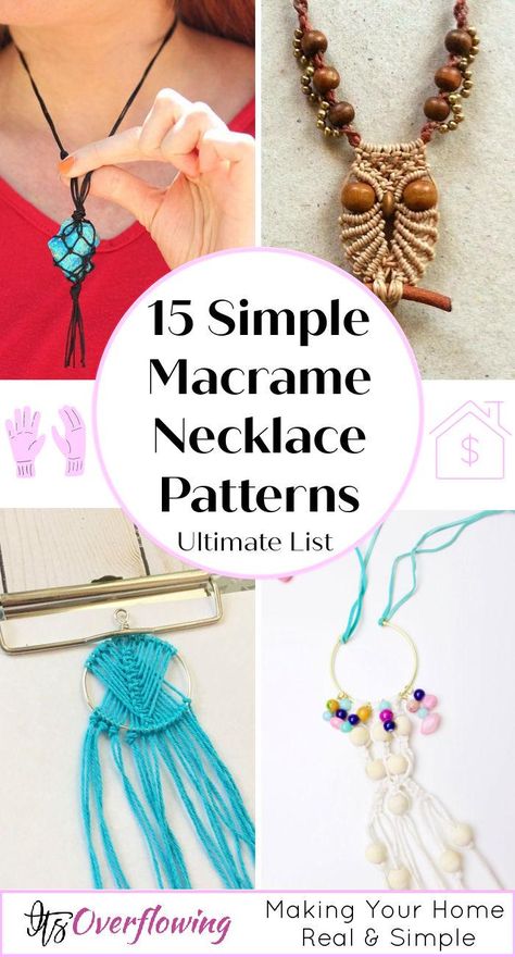 How to Make a Macrame Necklace Macrame Necklace Tutorial, Diy Macrame Necklace, Macrame Crafts, Macrame Jewelry Tutorial, Macrame Necklaces, Simple Macrame, Table Garden, Macrame Bracelet Patterns, Creation Station