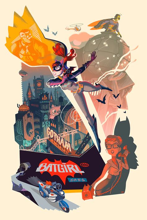 Batgirl print Cassandra Cain And Stephanie Brown, Cassandra Cain, Stephanie Brown, Barbara Gordon, Pop Culture Art, Art Study, Batman And Superman, Blackest Knight, Gig Posters