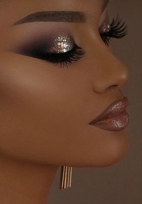 Masquerade Makeup, Competition Makeup, Almond Eye Makeup, Sultry Makeup, Gold Makeup Looks, Glitter Makeup Looks, Ballroom Competition, Gold Eye Makeup, Date Night Makeup