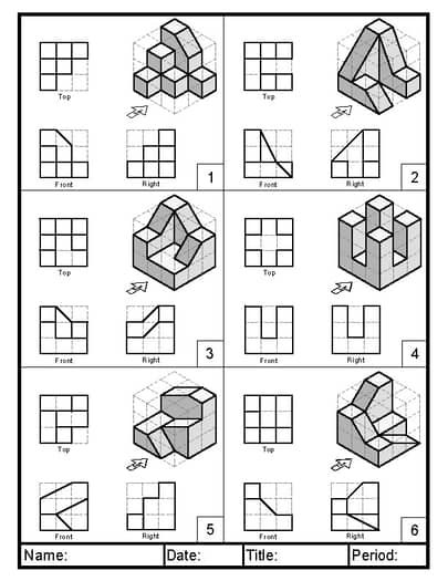 Isometric Practice Drawing Two by CAD Shop by CADesigns | TPT Isometric Sketch, Isometric Drawing Exercises, Isometric Shapes, Isometric Drawings, Orthographic Projection, Orthographic Drawing, Geometric Shapes Drawing, Two Point Perspective, Engineering Drawing