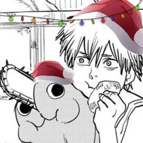 Denji Chainsaw Man Icon Pfp Manga, Csm Christmas Pfp, Denji Christmas Pfp, Csm Christmas Icon, Chainsaw Man Christmas Pfp, Denji Christmas, Csm Christmas, Pfp Chainsawman, Denji Manga Icon