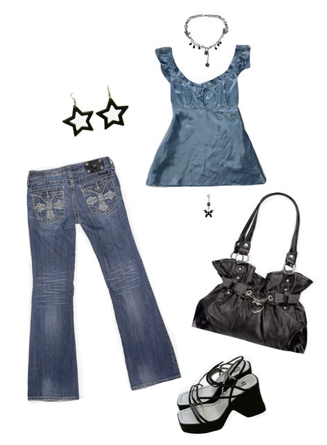 Late 90s Fashion Early 2000s, Mcbling Fashion, 2000s Fashion Trends, Outfits 2000s, Downtown Outfits, Blue Y2k, 2000s Outfits, Swag Outfits For Girls, 2000s Fashion Outfits