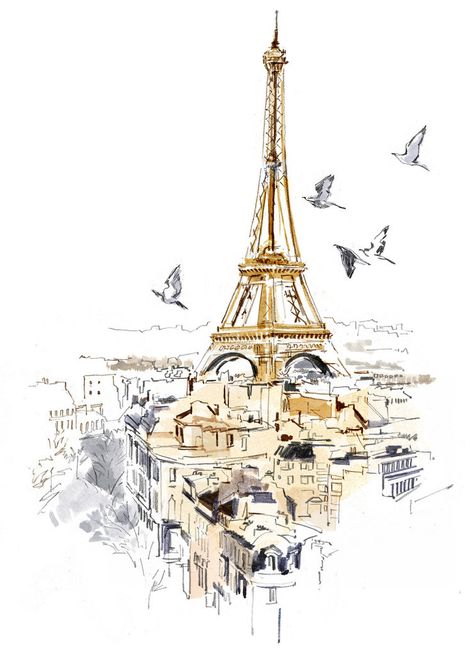 Art Parisien, Paris Illustration, Observational Drawing, Paris Wallpaper, Watercolor Architecture, Paris Art, Paris City, Design Visual, Watercolor And Ink