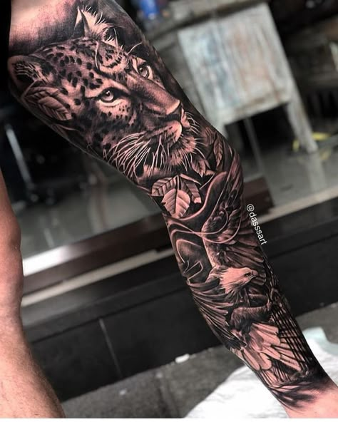 Animal Tattoo Leg Sleeve, Jungle Leg Sleeve, Jungle Tattoo Ideas, Tattoo Lions, Half Sleeve Tattoos Sketches, Jungle Tattoo, Tiger Tattoo Sleeve, Lower Leg Tattoos, Animal Sleeve Tattoo