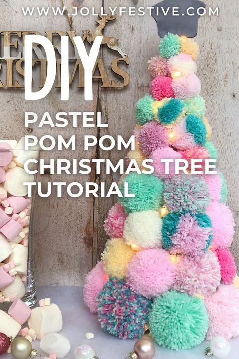 🎄🍭 Dive into the latest Christmas trend – the enchanting Candyland Christmas, with our Pom Pom Pastel Christmas Tree tutorial! 🌟✨ Create a whimsical tabletop masterpiece with easy Christmas crafts and pom pom crafts. Discover the magic of pastel Christmas decor as we show you how to craft your very own candy-coated holiday centerpiece. Get ready to sprinkle joy and pastel charm throughout your home this holiday season! 🎁🎀 Diy Pastel Candy Christmas Decorations, Pastel Candy Christmas Decor Diy, Pastel Gingerbread Christmas Decor Diy, Funky Christmas Decor Diy, Pastel Christmas Decor Diy, Pastel Christmas Diy, Pastel Christmas Decor Ideas, Candyland Christmas Tree Diy, Diy Pastel Christmas Decorations