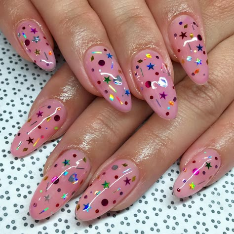 Nail Grunge, Primary Color Nails, Libra Nails, Libra Szn, Unghie Nail Art, Confetti Nails, Nagellack Trends, Colorful Nails, Grunge Nails