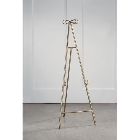 53.5"H Gold Metal Folding Tripod Floor Easel - 53.5" - On Sale - Bed Bath & Beyond - 31484333 Displaying Pictures, Floor Easel, Picture Frames Standing, Multi Picture, Art Supply Stores, Entrance Sign, Carpentry Diy, Decorative Bows, Gold Models