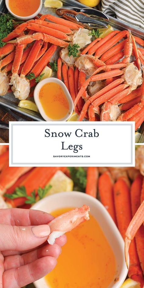 Snow Crab Legs are easy to make and take so little time -- they can elevate a casual gathering and are perfect for a special occasion! Crab Legs Recipe Boiled, Snow Crab Legs Recipe Boiled, Snow Crab Legs Recipe, Crab Leg Recipes Boiled, Snow Crab Clusters, Crab Legs Boil, Crab Legs Recipe, Snow Crab Legs, Snow Crab