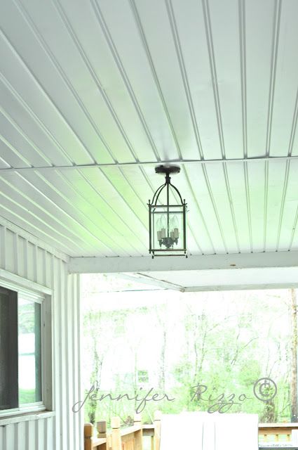 Jennifer Rizzo: The Oak House Project:Renewing a porch ceiling with fascia..... Pergola Shade Diy, Vinyl Soffit, Oak House, Porch Remodel, Porch Ceiling, Building A Porch, Wood Pergola, News Report, Bead Board