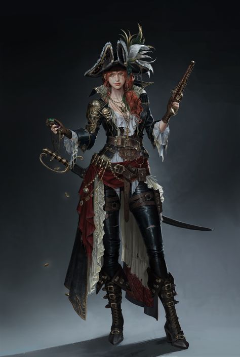 Dnd Bosses, Ulzzang Reference, Pirates Art, Fantasy Classes, Oc Bases, Pirate Art, Adventure Of The Seas, Pirate Woman, Pirate Life