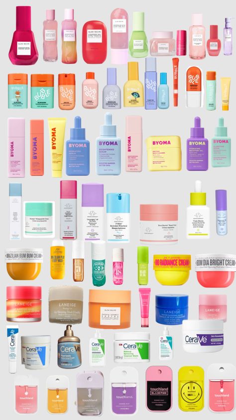 PREPPY SKINCARE 💗💕⭐️🤩🌙🤪 Skin Care Products Pictures, Preppy Skincare Photos, Make Up And Skin Care Products, Things To Get From Sephora, Preppy Skincare Brands, Skin Care Preppy, Skincare Collage, Preppy Skincare Products, Preppy Skin Care