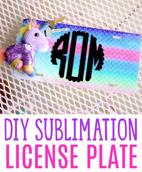 This is such a fun idea for those of you who live in a state where only one license plate is required. Use the other license plate spot for something fun that reflects your personality like our monogrammed sublimation license plate! These make great gifts and products to sell too! Cricut License Plate Ideas, Diy License Plate Ideas, License Plate Crafts Projects, License Plate Crafts, Diy Recycled Projects, Beginner Crafts, Personalized License Plates, Create Diy, Diy Cricut