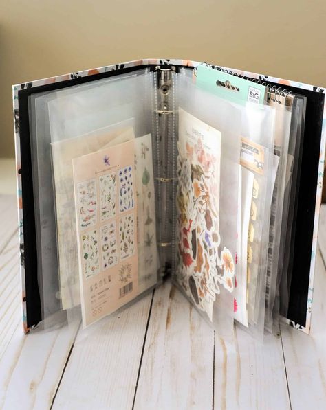 Art and Craft Room Organization: Organizing Paper and More - An Artful Mom Sticker Storage Binder, Sticker Organization Storage, Scrapbook Sticker Organization, Art And Craft Room, Rubber Stamp Storage, Paper Organizing, Scrapbook Paper Organization, Sticker Organization, Mini Binder