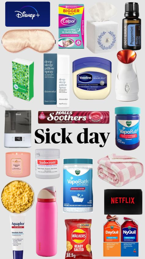 Sick Day Essentials, Wellness Kit, Cough Suppressant, Sick Day, Hygiene Products, Teen Life Hacks, Beauty Remedies, Cherry Flavor, Girl Tips