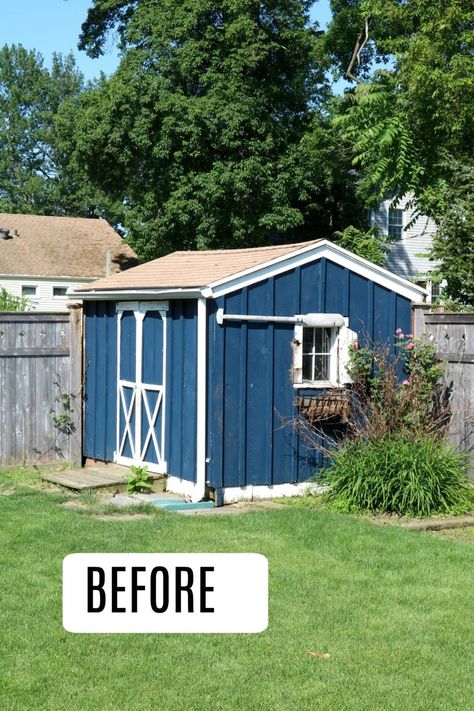 Garden Shed Exterior Ideas, She Shed Exterior, Shed Paint Colours, Shed Exterior, Shed Exterior Ideas, Sheds Ideas Backyard, Black Shed, Painted Shed, Shed Landscaping