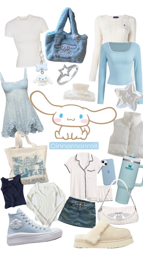 🎀 ~ #cinnamonroll #sanrio #outfitinspo #aesthetic #outfit ☁️ Cinnamonroll Aesthetic, Sanrio Outfit Aesthetic, Hello Kitty Costume, Sanrio Outfits, Aesthetic Outfit, Girls Dream, Girly Outfits, Soft Girl, Pastel Blue