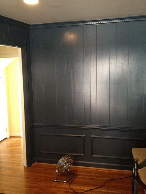 painted paneling-common feature on most older homes. Good temporary solution before you switch out to dry wall. Painting Over Wood Paneling, Old Paneling Makeover, Wood Paneling Makeover, Paneling Makeover, Older Homes, Interior Cladding, Painting Wood Paneling, Dry Wall, Paint Inspiration