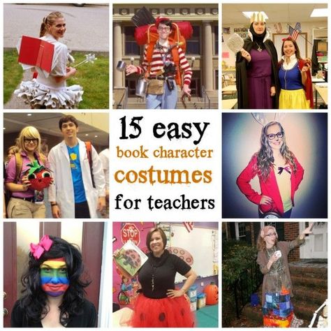 Get ready for Halloween with these 15 easy book character costumes for teachers Character Costumes For Teachers, Book Character Costumes For Teachers, Teacher Book Character Costumes, Easy Book Character Costumes, Childrens Book Character Costumes, Easy Book Week Costumes, Character Day Ideas, Costumes For Teachers, Storybook Character Costumes