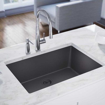 Elkay Quartz Luxe 33" x 18" Undermount Kitchen Sink Finish: Sink Remodel, Quartz Sink, Kitchen 2020, Black Sink, Small Kitchen Organization, American Kitchen, Cottage Kitchens, Undermount Kitchen Sinks, Kitchen Sinks