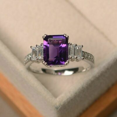 Amethyst Ring Engagement, Pearl Engagement Ring, Purple Amethyst Ring, Emerald Engagement Ring Cut, Black Ring, Amethyst Jewelry, Gem Stones, Emerald Engagement Ring, 70th Birthday