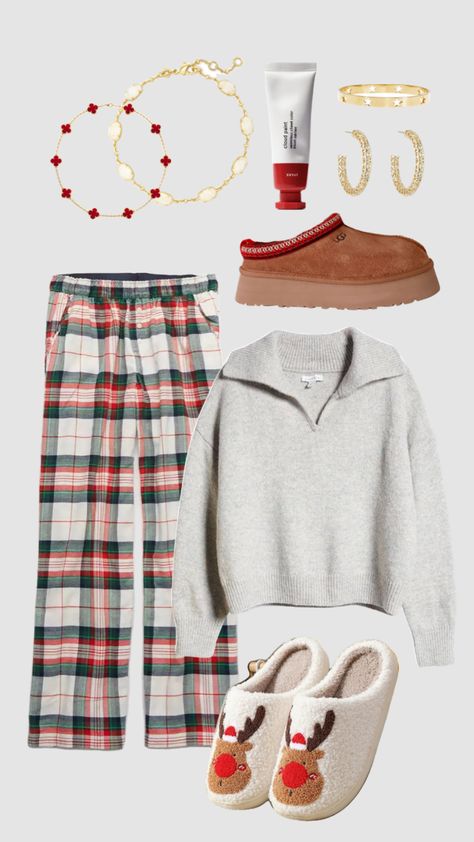 Cute Artistic Outfits, Christmas Fits Ideas, Cute Fall And Christmas Outfits, Christmas Pjs Outfit Ideas, Christmas Outfit Ideas For Women Comfy, Christmas Outfits Teen Girl, Christmas Aesthetic Clothing, Comfy Christmas Outfits Casual, Christmas Vibe Outfit