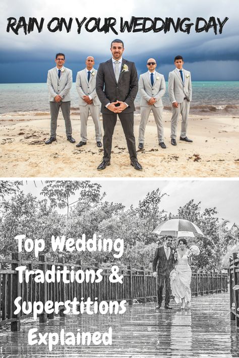 Rain on your wedding day is GOOD luck? Why? Top wedding traditions & superstitions explained. (Wedding Photography by Fun In The Sun Weddings) http://www.funinthesunweddings.com/advice-blog/rain-on-wedding-day-wedding-traditions Wedding Good Luck Traditions, Rain On Wedding Day Quotes, Wedding Traditions Explained, Rain On Wedding Day, Awesome Words, Blush Wedding Centerpieces, Wedding Dress Vintage Sleeves, Wedding Day Quotes, Rain Wedding