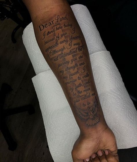 Real Life Tattoos For Men, Tattoo Ideas For Men Upper Arm Bible Verse, Inner Bicep Tattoo Men Bible Verse, Inner Arm Tattoo For Men Bible Verse, Forearm Sleeve Bible Verse, Bible Verse Tattoos For Men Forearm, Tattoo Ideas For Teens Boys, Scripture Tattoos For Men, Front Forearm Tattoo Men Ideas