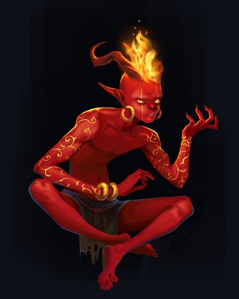 ArtStation - Ifrit Fire Djinn, George Aladashvili Djinn Mythology, Fire Genie, Arabic Mythology, Djinn Art, Ifrit Djinn, Fire Illustration, Fire Angel, Fire Demon, Ancient Dragon