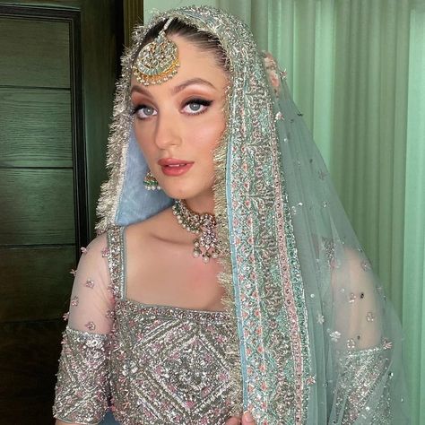 Ice Blue Dress Pakistani, Kashees Bridal Dresses, Nikkah Pictures, Kashee's Bridal Dresses, Neha Rajput, Rajput Wedding, Valima Dress, Nikah Bride, Neha Rajpoot