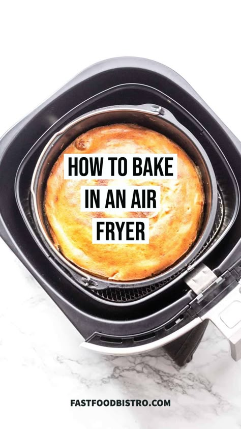 Yes, you can bake in an Air Fryer. Follow this guide to see what the best ways are to bake your cake, pie, bread and more in an Air Fryer. It is really easy to bake in you Air Fryer. Want to try? Visit fastfoodbistro.com for all the instructions and tips Air Fryer Bakery, Airfryer Cakes Recipes, How To Bake In Air Fryer, Baking In Airfryer, What Can You Make In An Air Fryer, Keto Air Fryer Cake, Baking In Air Fryer Oven, Baking With An Air Fryer, Baking Air Fryer Recipes