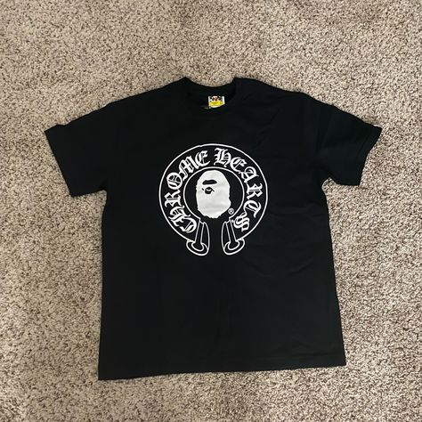 Very Nice Chrome Hearts X Bape T Shirt Must Cop Chrome Hearts Shirt, Bape Black, Bape T Shirt, Bape Shirt, Bape Men, Grey Tee, Chrome Hearts, White Beige, Logo Tees