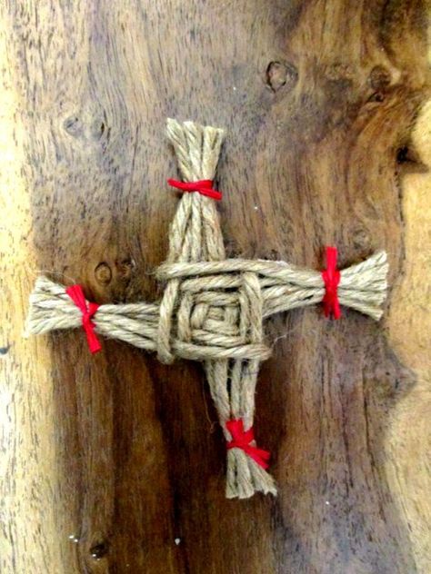 Tiny Brigid's Cross made of twine Brigids Cross, Imbolc Ritual, St Brigid Cross, Brigid's Cross, St Bridget, Home Blessing, Pagan Crafts, St Brigid, Celtic Goddess