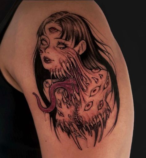 Chest Tattoo Designs Female, Illusion Tattoo, Evangelion Tattoo, Cupid Tattoo, Tooth Tattoo, Illusion Tattoos, Optical Illusion Tattoos, Optical Illusion Tattoo, Funky Tattoos