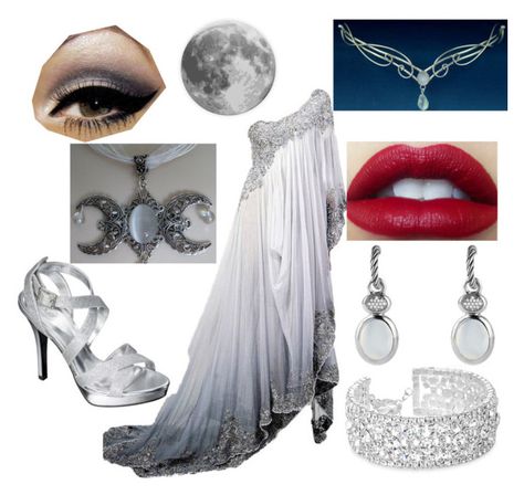 "Selene, Titan of the moon" by shafog ❤ liked on Polyvore featuring Marchesa, Tevolio, David Yurman and Jon Richard Selene Goddess Of The Moon Costume, Goddess Of The Moon Costume, Moon Costume Ideas, The Moon Costume, Goddess Costume Diy, Goddess Clothes, Selene Goddess Of The Moon, Selene Goddess, Moon Costume