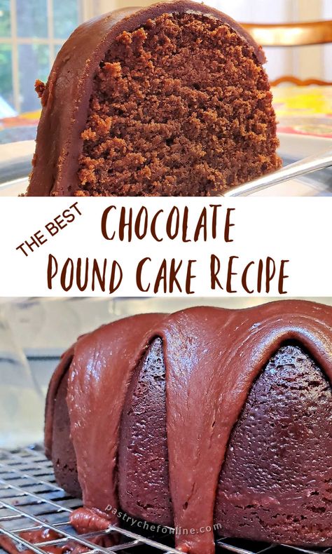 Chocolate Pound Cake Glaze, Traditional Chocolate Cake, Moist Chocolate Pound Cake Recipe, Pound Cake With Chocolate Icing, Best Chocolate Pound Cake Moist, Double Chocolate Pound Cake, Chocolate Pound Cake With Fudge Icing, Old Fashioned Chocolate Pound Cake, Milk Chocolate Pound Cake