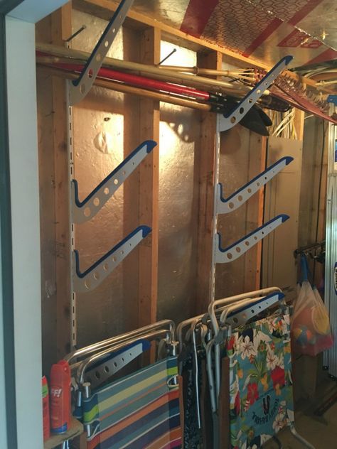 Life Jacket Storage, Beach House Storage, Garage Pool House, Ikea Baby Nursery, Beach Garage, Garage Storage Inspiration, Pool Shed, Pool Storage, Garage Storage Racks