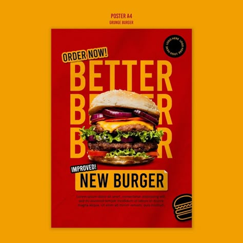 Burger Poster, Menu Design Layout, Advertisement Layout, Food Promotion, Burger Menu, Restaurant Poster, Poster Template Free, Menu Flyer, Social Media Branding Design