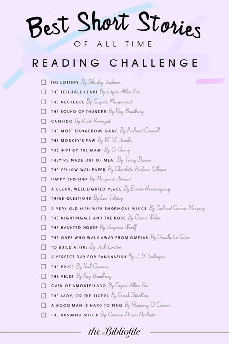 Best Short Stories of All Time: Reading Challenge – The Bibliofile #Fiction #Mystery #Reading #readingchallenge #ScienceFiction #ShortStories Short Stories To Read, Best Short Stories, Book Challenge, Reading Stories, Interesting Ideas, Book Suggestions, Reading Challenge, Telling Stories, Reading Journal