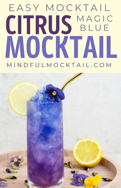 Color Changing Lemonade, Blue Mocktail Recipe, Blue Mocktail, Butterfly Pea Flowers, Alcohol Free Cocktails, Mocktail Drinks, Blue Drink, Butterfly Pea Tea, Butterfly Pea Flower Tea