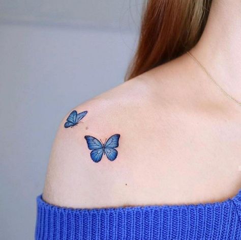 Blue Monarch Butterfly Tattoo, Blue Morpho Butterfly Tattoo, Morpho Butterfly Tattoo, Gentle Tattoo, Small Hip Tattoos Women, Tattoo Papillon, Simple Butterfly Tattoo, Blue Butterfly Tattoo, Cute Simple Tattoos