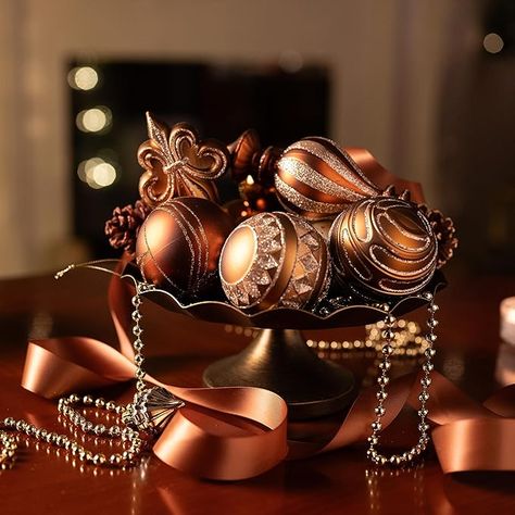 Amazon.com: Valery Madelyn Ornaments for Christmas Trees, 60ct Bronze Copper Brown and Gold Shatterproof Fall Christmas Tree Decorations, Luxury Hanging Ball Ornaments Bulk for Xmas Holiday Decor : Home & Kitchen Fall Christmas Tree, Ornaments For Christmas, Copper Brown, Decor Hanging, Gold Colors, Xmas Holidays, Seasonal Decorations, Hard Floor, Ball Ornaments