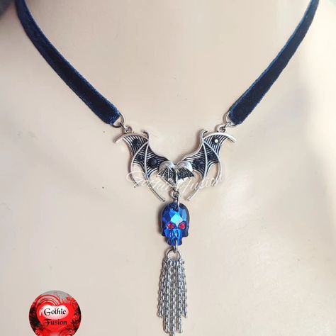 Blue Velvet Skull Choker length necklace. In the shop now. #GothicFusion #VelvetChoker #Skull #Gothic #Alternative #Victorian #ForSALE #Etsy Skull Choker, Length Necklace, Velvet Choker, April 22, Blue Velvet, Choker, Shop Now, Velvet, Blue