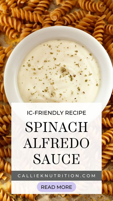 Bladder Friendly Recipes, Spinach Alfredo Sauce, Cook Spinach, Salmon Nicoise Salad, Ic Diet, Ic Recipes, Spinach Alfredo, Inflammatory Bowel, Alfredo Sauce Recipe