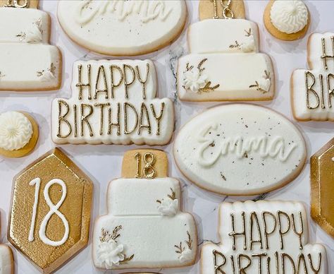 Sweeties Bakery on Instagram: "18th Birthday 💛  Click link in my bio for basic pricing FAQs. Text 701-770-9940 to order, or dm through instagram. (No Facebook dms) ❤️Wendy  #18thbirthdaycookies #18thbirthdaysweeties" 18th Birthday Cookies Decorated, 18th Birthday Cookies, 18th Bday, No Facebook, Birthday Cookies, Decorated Cookies, 18th Birthday, Cookie Decorating, Sugar Cookies