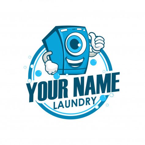 Laundry logo design Premium Vector | Premium Vector #Freepik #vector #background #logo #business #label Laundry Logo Design, Logo Laundry, Laundry Logo, Laundry Icons, Machine Logo, Laundry Business, Make Your Own Logo, Laundry Shop, Laundry Design