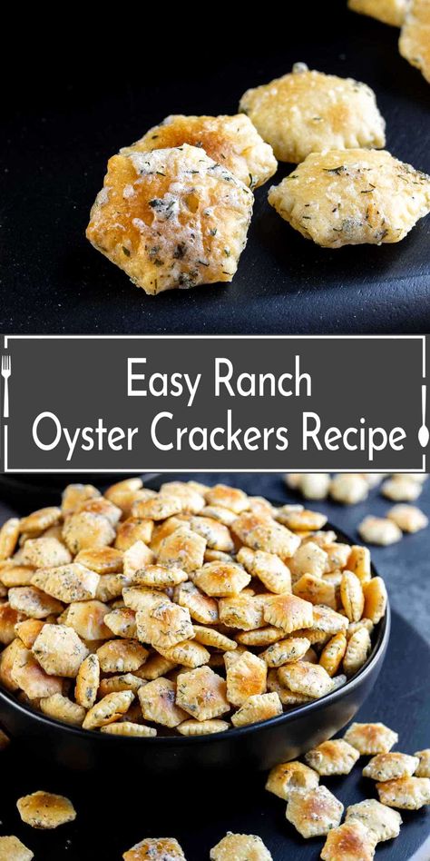 These Seasoned Ranch Oyster Crackers are the ultimate savory snack for any occasion! With ranch seasoning and a hint of dill, these easy ranch-flavored crackers are perfect as a party snack mix, salad topper, or standalone treat. This homemade seasoned cracker recipe is quick, flavorful, and sure to please a crowd. Try this simple and tasty snack mix recipe today! Ranch Seasoning Oyster Crackers, Hidden Valley Ranch Oyster Crackers Snacks, Ranch Saltine Cracker Recipes No Bake, Oysters Crackers Seasoned, Zesta Crackers Recipe, Recipe For Oyster Crackers, Snacks Made With Oyster Crackers, Ranch Oyster Crackers With Oil, Ranch Crackers Recipe Oysters