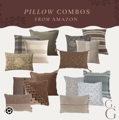 Pillow combos from Amazon! . . . Organic modern, living room design, moodboard, inspiration, design inspiration, living room ideas, studio McGee, target new arrivals, new collection, winter collection, winter decor, console table, bedroom furniture, dining chair, bar stools, counter stools, end table, side table, nightstand, framed art, art, wall decor, rugs, area rugs, target finds, patio, sale alert, tjmaxx, homegoods, loloi, cane furniture, cane chair, leather chair, pillows, throw pillows, a Amber Interiors Pillow Combo, Modern Organic Throw Pillows, Pillow Combos For Brown Couch, Amazon Pillow Cover Combos, Target Pillow Combinations, Organic Modern Throw Pillows, Amazon Throw Pillow Combinations, Amazon Pillow Combinations, Throw Pillows Amazon