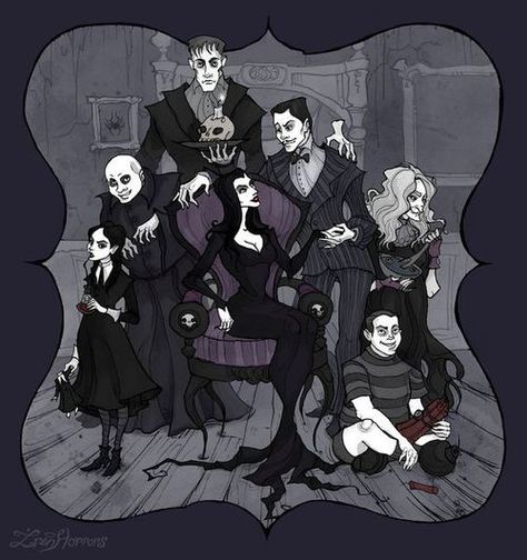 gothic and the addams family image Addams Family Cartoon, Addams Familie, Gomez And Morticia, Addams Family Wednesday, Morticia Addams, Adams Family, Family Drawing, The Addams Family, Family Cartoon